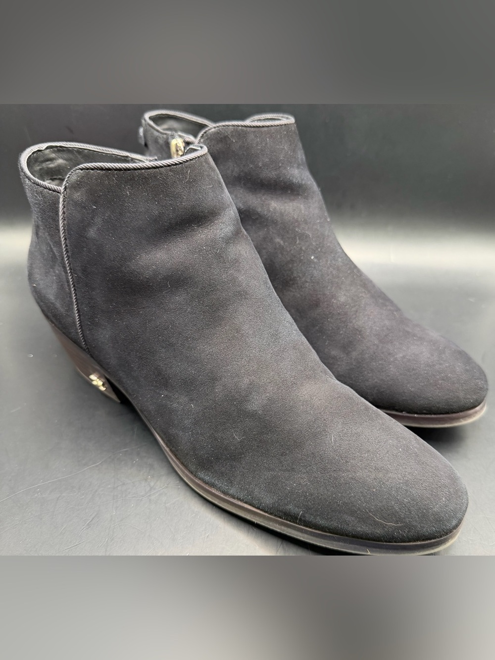 Sam Edelman- Petty-Black Suede Ankle Booties, Size:9-1/2 w/Duster bags‎